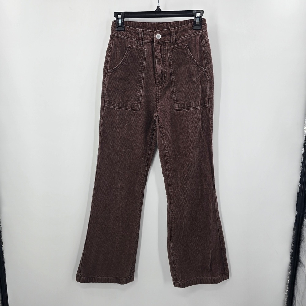 SHEIN Pants Womens 2 Brown Corduroy Wide Leg Pants High Waisted Patch Pocket
